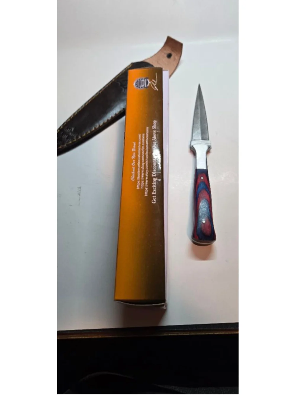 Custom Handmad Louis Martin Damascus Layered Knife Dagger w/ Sheath Double edge
